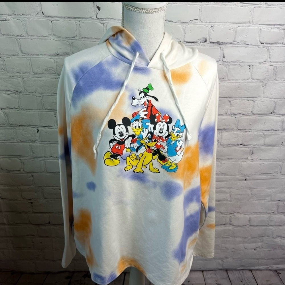 DISNEY Mickey & Friends Tie Dyed Pullover Sweatshirt XL
